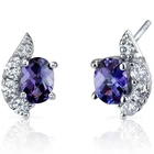 Tanzanite Tanzanitetanzanite Oval Shape Tanzanite 925 Sterling Silver New Design Rhodium Plated Stud Earrings