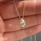 Plated CAOSHI Simple 18k Gold Plated Teardrop Cut Zircon Pendant Necklace For Women Jewelry