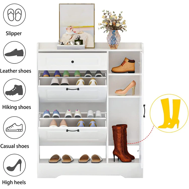 Narrow flip minimalist ultra-thin shoe cabinet tipper rack cabinet metal hinge