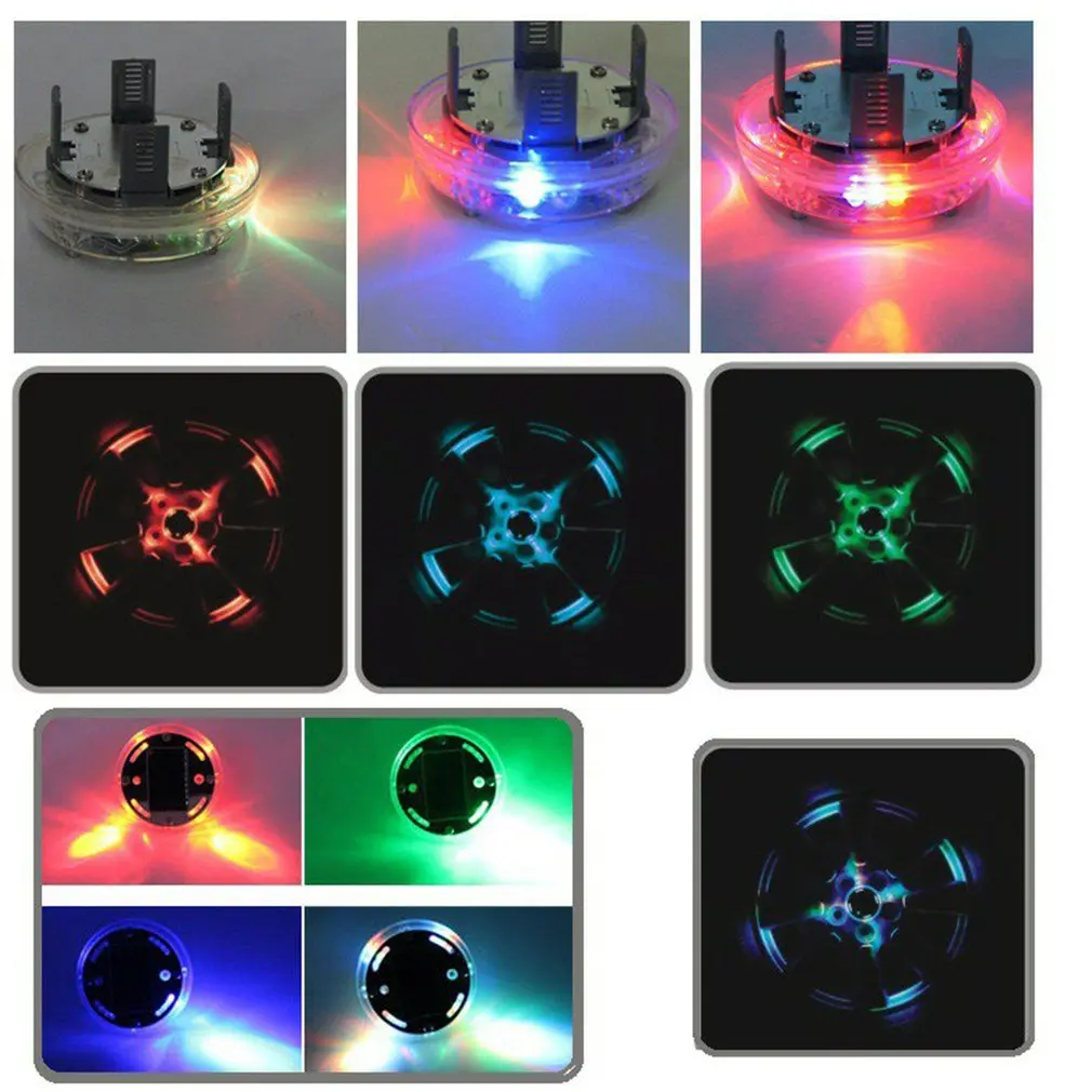 Universal 12 Leds Car Tire Wheel Lights Solar Energy Wheel Lights For