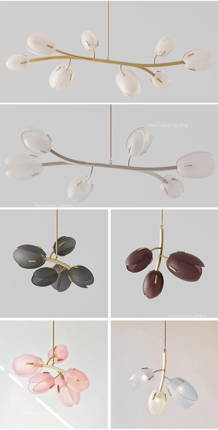 cpl 255 minimalist style indoor decoration pendant light villa home living room dining glass flower branch led chandelier -2