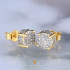 Stud Earring Wholesale 18k White Gold Plated 925 Sterling Silver Iced Out Round Diamond Stud Earrings