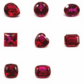 Wholesale oval/ pear/ heart/ marquise/cushion cut shape ruby color cultivate loose gemstones synthetic lab created red ruby gems
