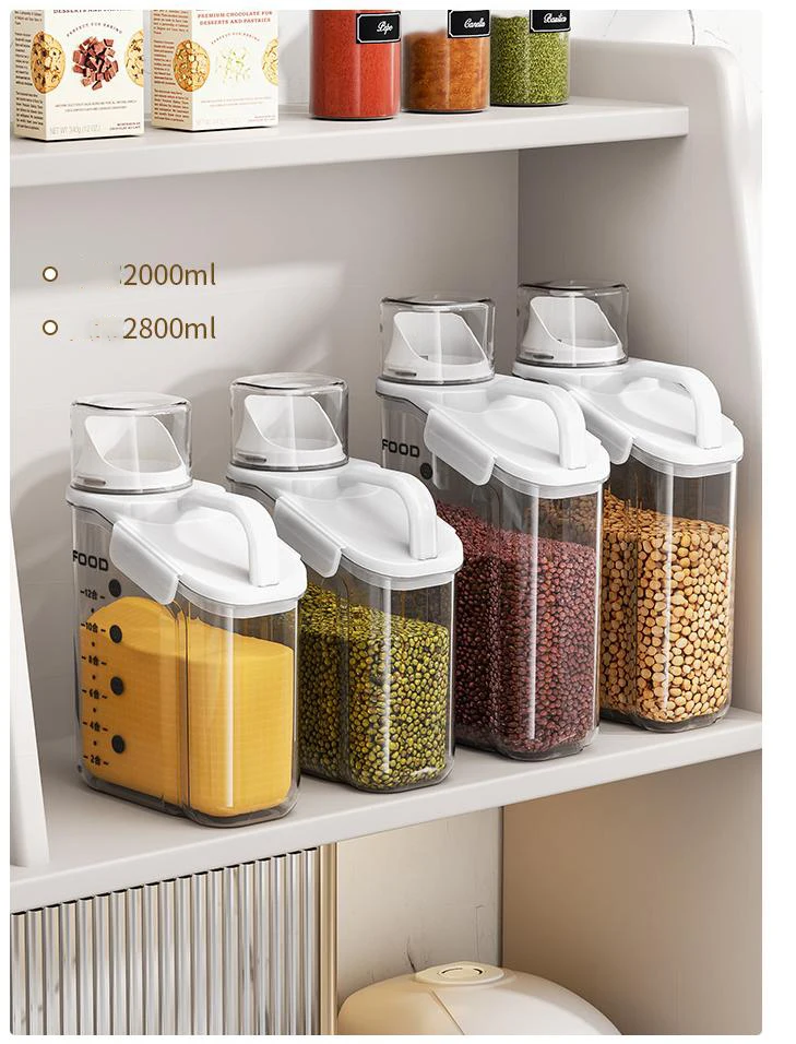Portable Moisture Proof Rice Storage Bottle Airtight Food Storage Container Transparent Sealed Grain Jar with Handle
