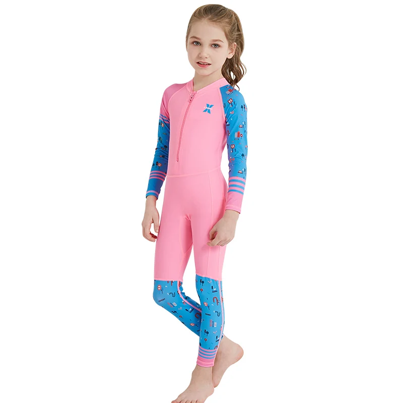 Summer Beach Quick-drying Cute Long Sleeve Kids One-piece Neoprene Diving Wetsuit Surfing Swimsuit