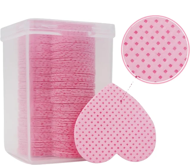 Lash Adhesive Wipe 200 pieces Heart Shaped Eyelash Extensions Glue Remover and Nail Polish Remover