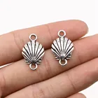 Shell Pendants 50pcs/bag 23x14mm Antique Silver Plated Zinc Alloy Shell Connector Charms Pendants ABD-C13348
