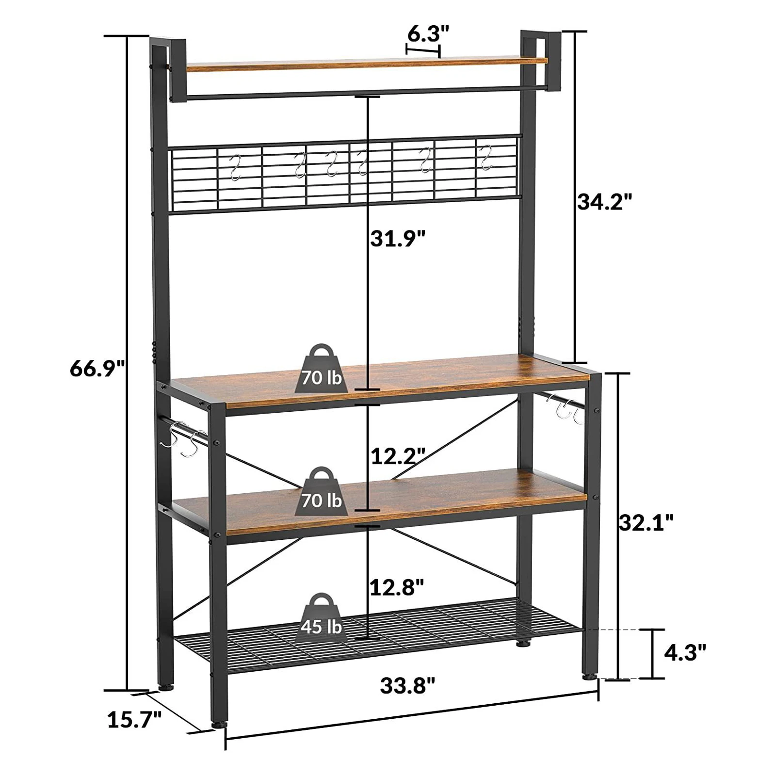 Wholesale Baker's Rack Multifunctional Bakers Stand Shelf for Microwave Oven Storage Organizer Baker