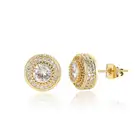 Diamond Earrings Hip Hop Full Diamond Earrings Zircon Round Bling Bling Stud Earrings