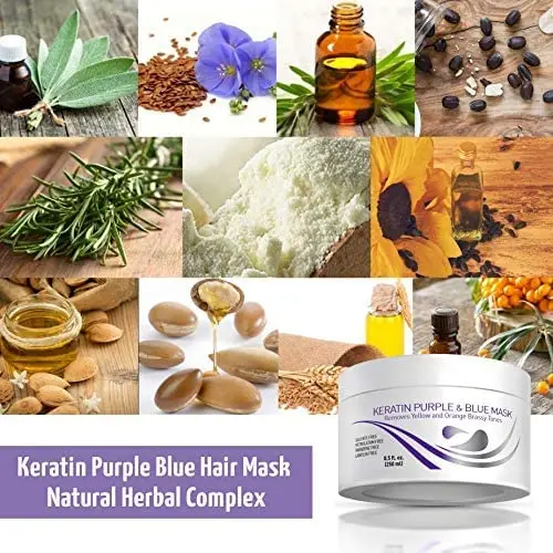 Purple Keratin Hair Mask Private Label Brittle Dry Damaged Hair &Yellow Orange Brassy Tones Soothing Leave in Keratin Hair Mask