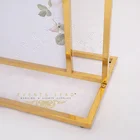 Flower Pattern PVC Printing Panel With Frame New Luxury Metal Gold Flower Stand