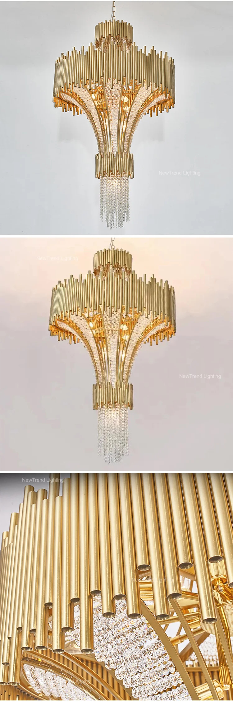 CPL-207 Modern Design Interior Decoactive Light Custom Hotel Restaurant Luxury Metal Crystal Chandelier manufacture