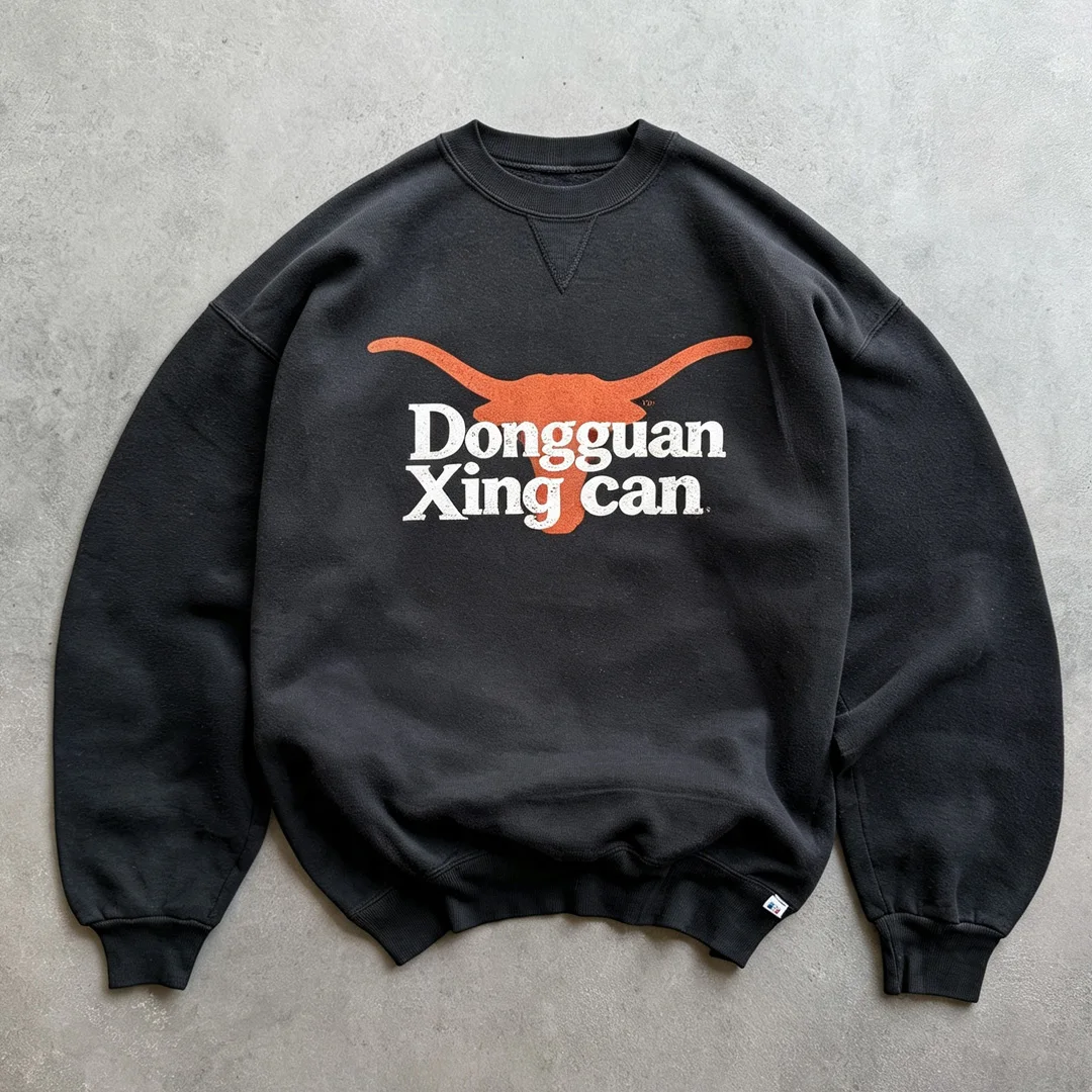 product vintage washed heavyweight crewneck distressed screen print drop shoulder premium cotton men sweatshirt odm private label-1