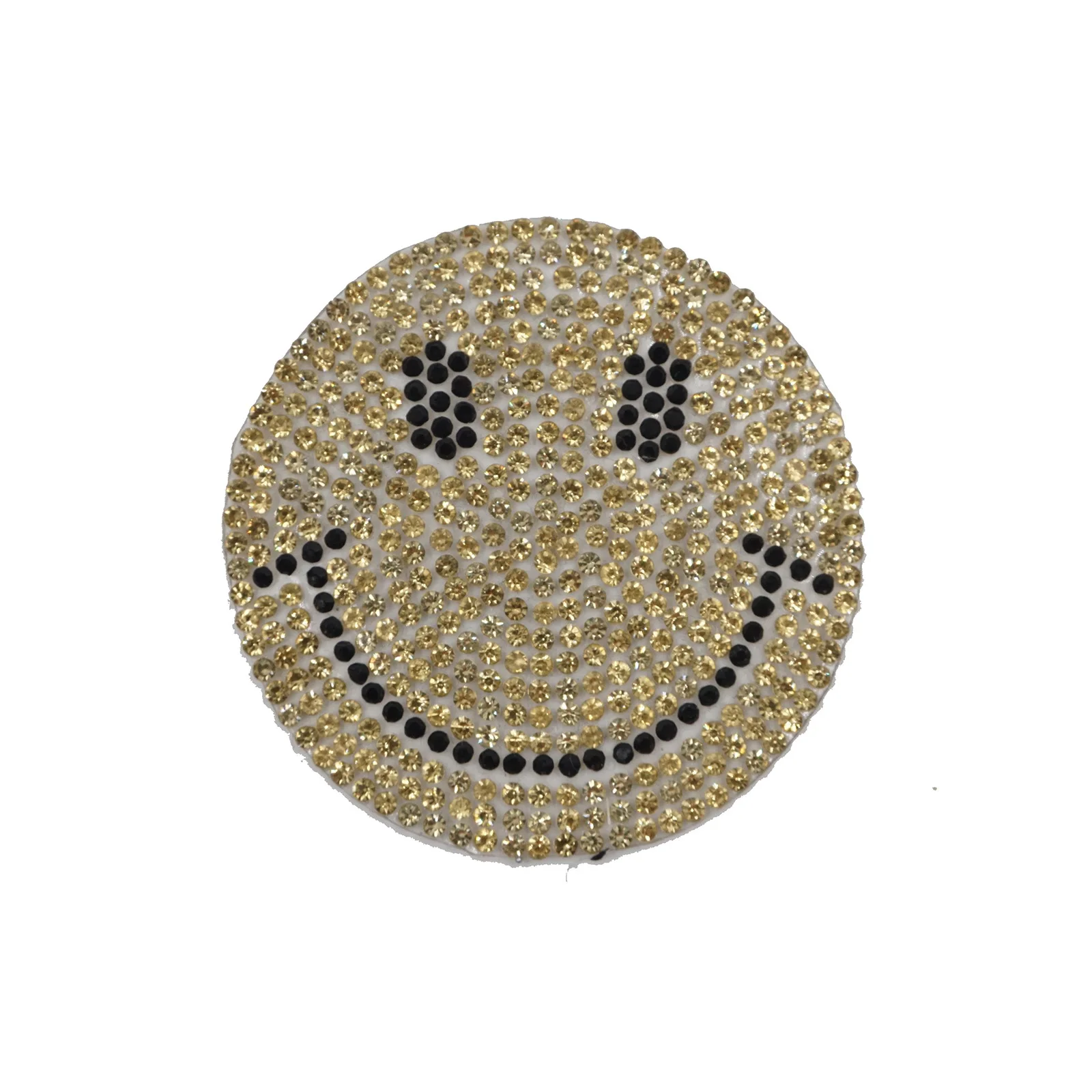 Baseball ready design free sample iron on colorful smiley face rhinestone luxury patches