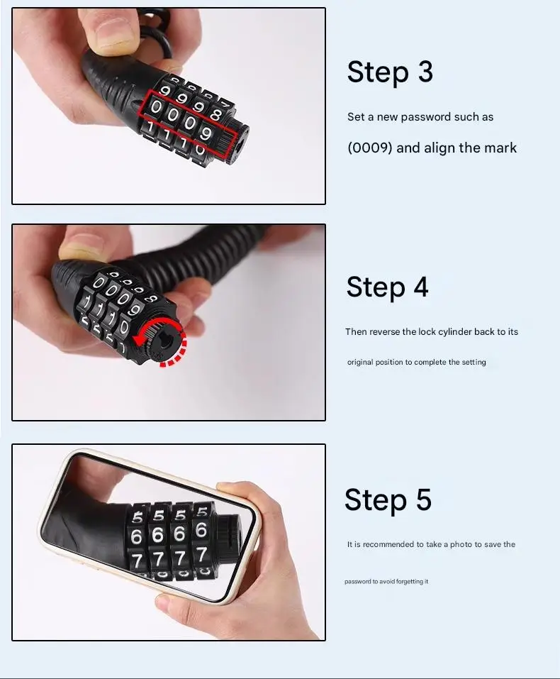 Portable Password Lock for Bicycles Motorcycles Electric Vehicles Mini Chain Lock Cycling Equipment Anti-Theft Accessory