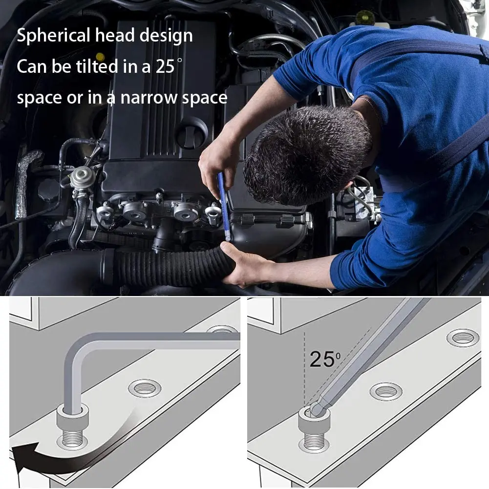 9pcs Hex Key Set Ball Head Hexagon Allen Key Universal Color Star Hex