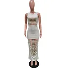 Long Hole 2021 New Solid Color Summer Long Casual Long Casual Professional Hole Burnt Sleeveless Dresses