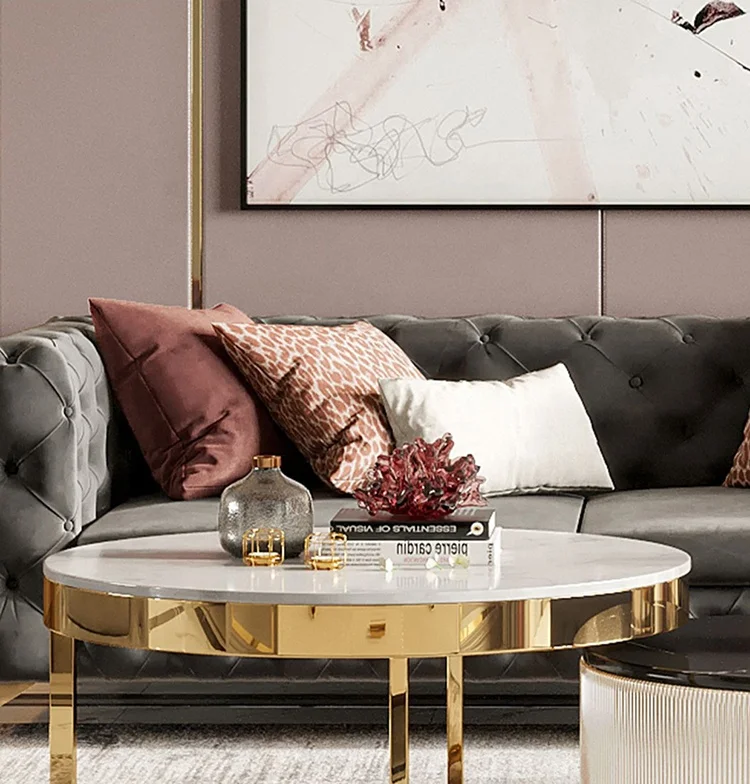 Modern Nordic Tea Table Marble Round Coffee Table Light Luxury Living Room Furniture