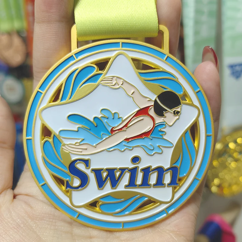 Antique Modern Traditional Style Custom Gold 3D Metal Medal High Quality for Swim Run Soccer & Football Sports factory