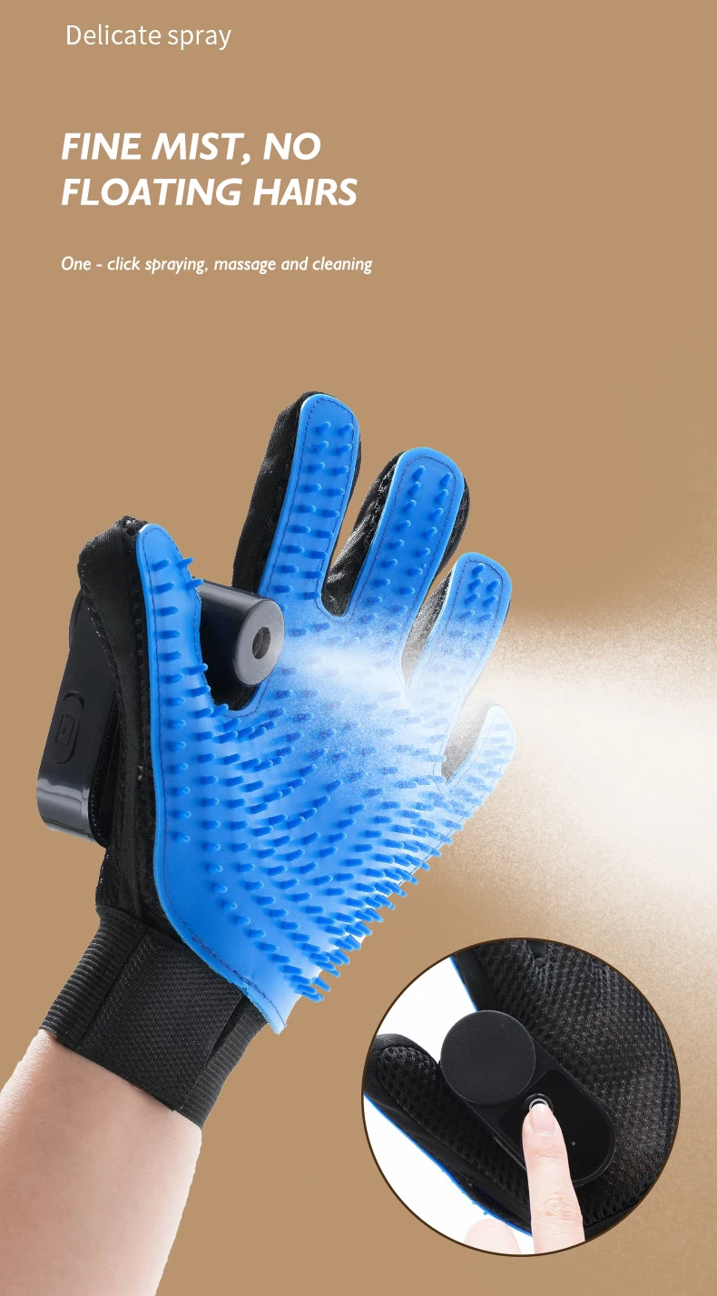 Hot Sale Pet Grooming Gloves for Cats Dogs Hair Removal and Cleaning Reusable Massage Spray Gloves Pet Products factory