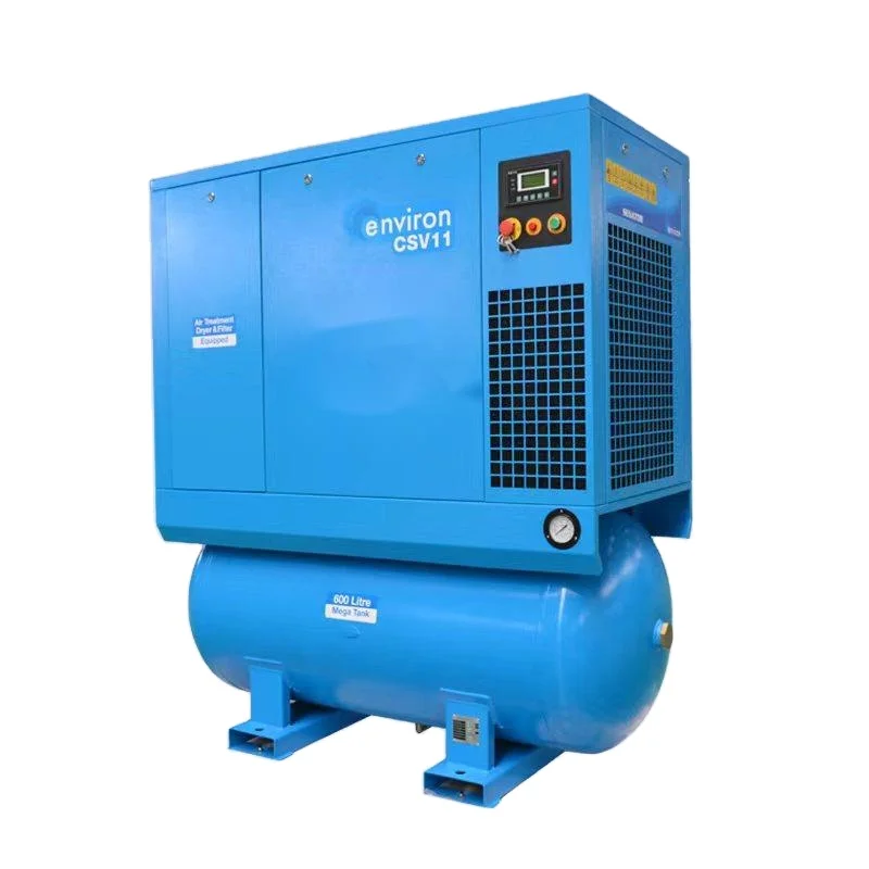 New 11kw 8hp Portable Combined Power Frequency Screw Air Compressor 1.78m3/min Rotary Stationary Low Noise