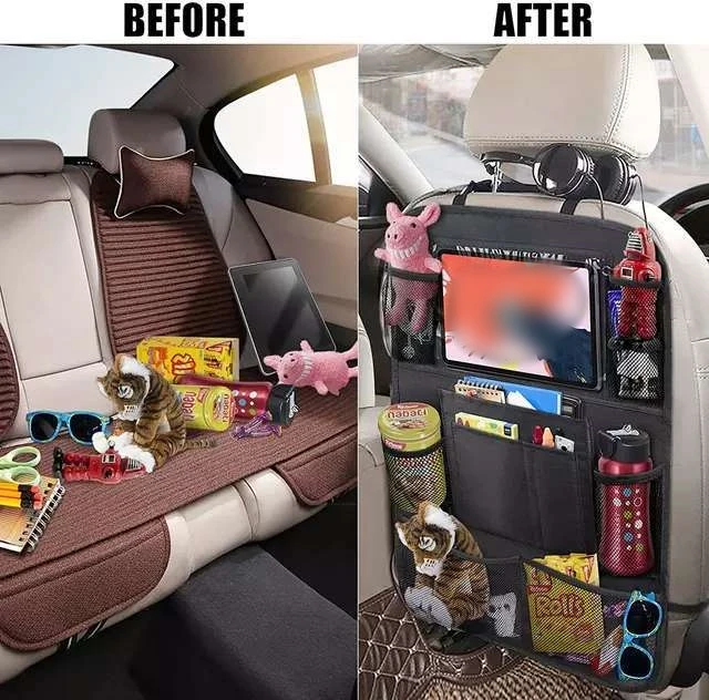 Car Backseat Organizer Waterproof and Durable Car Seat Organizer Kick Mats Muti-Pocket Back Seat Storage Bag