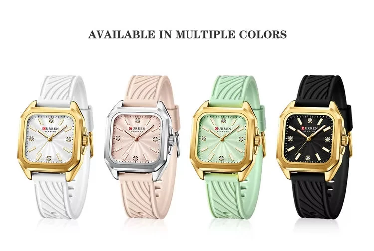 CURREN 9113 New Fashionable Classic Women's Quartz Watch Night Light Waterproof Square Calendar Business Quartz Women Watch