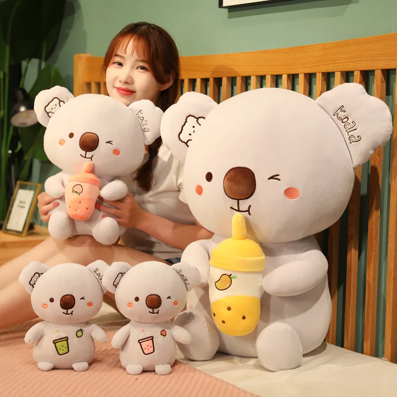 Creative Koala Super Soft Squishy Koala Plush Boba Milk Tea Pillows Throw Pillow Home Bedding Decoration