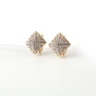 Clip On Earrings Classic Regular Jewerly For Women Alloy Rhinestone Geometric Square Shape Clip On Earrings