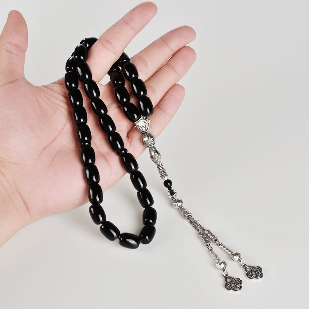 YS305 Islamic Wholesale Turkish Tesbih Tasbeeh Gift Rosary Accessories Minaret 10mm Black Muslim Prayer Beads Tasbih