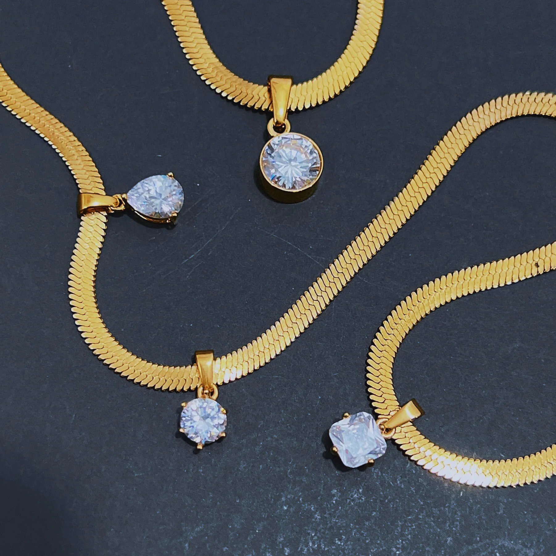 zircon stone gold necklace