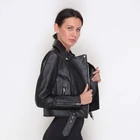 New Leather Jacket Lady's High Quality New Fashional Lamb Leather Crop Motor Jacket With Zips