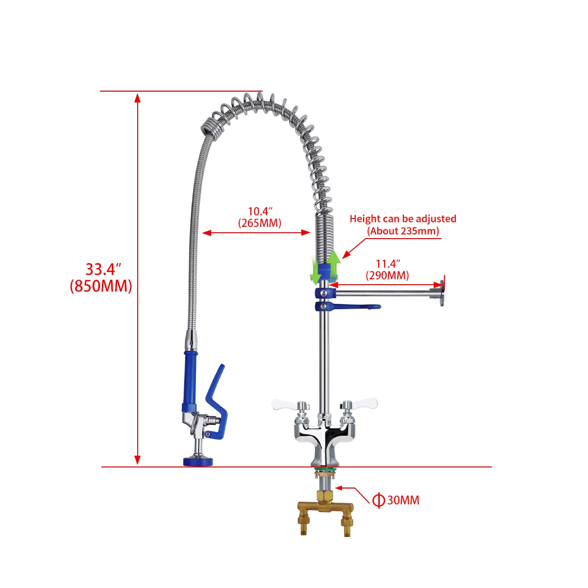 High Quality Commercial Kitchen Sink Faucet Taps 33/41\" Brass Pre Rinse Tap Hot Cold Mixer ODM Pull Faucet for Mall Use Factory factory