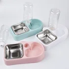 Food New Style Pet Double Bowl Automatic Drinking Water Food Bowl Pet Food Feeder