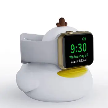 2024 New Cute Cartoon Duck Design Desktop 3D Silicone Watch Charging Holder Stand For Apple Watch
