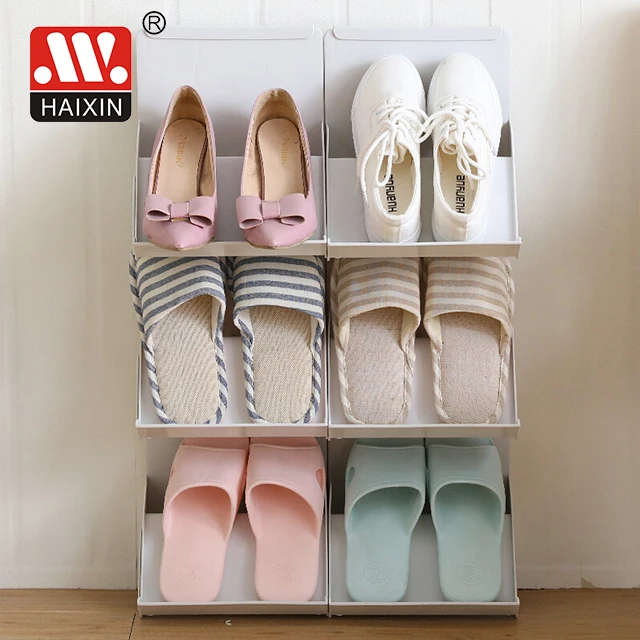 Haixing Wholesale Plastic Foldable Shoe Rack Double-layer Space Saver Shoe Box