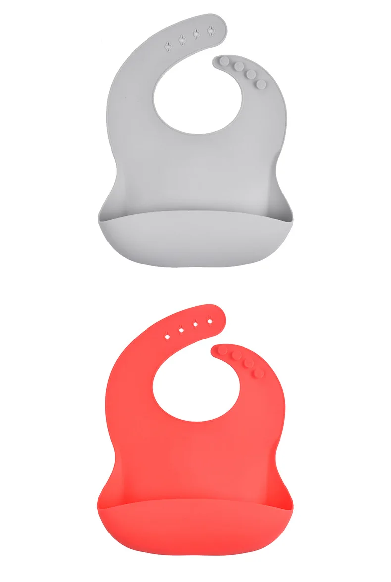 Custom High Quality Food Grade Soft Waterproof Silicone Baby Bib With Food Catcher
