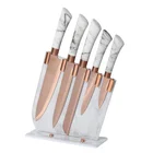 Rose Knife Knife Set 6 In 1 Kitchen Knives With Rose Gold Plating Stainless Steel With Knife Block Knife Sets