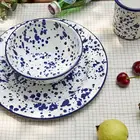 Dish Joware Environmental Friendly Luxury Classic Blue 10 Inch Enamel Serving Plates Dish For Dinner/lunch