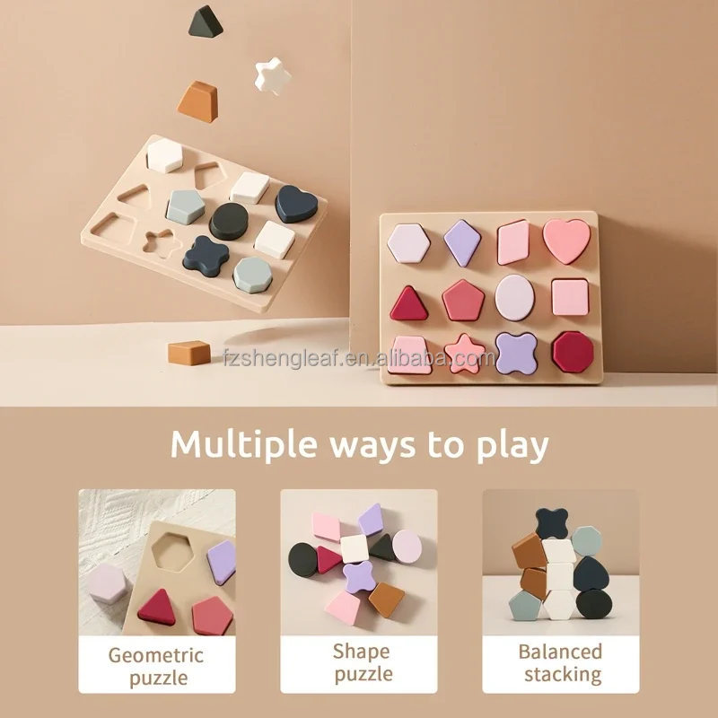 product 2024 smart baby 2 4 years bpa free silicone wood stacking toy comfort teether educational learning sensor kid gift set building-1