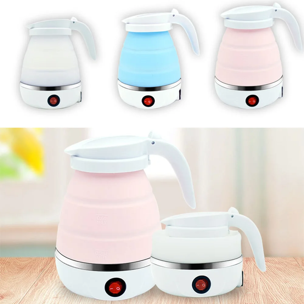 Travelling Folding Kettle Electric Silicone Foldable Water Kettles Compression Leak Proof Portable Mini Kettle 600ml Household