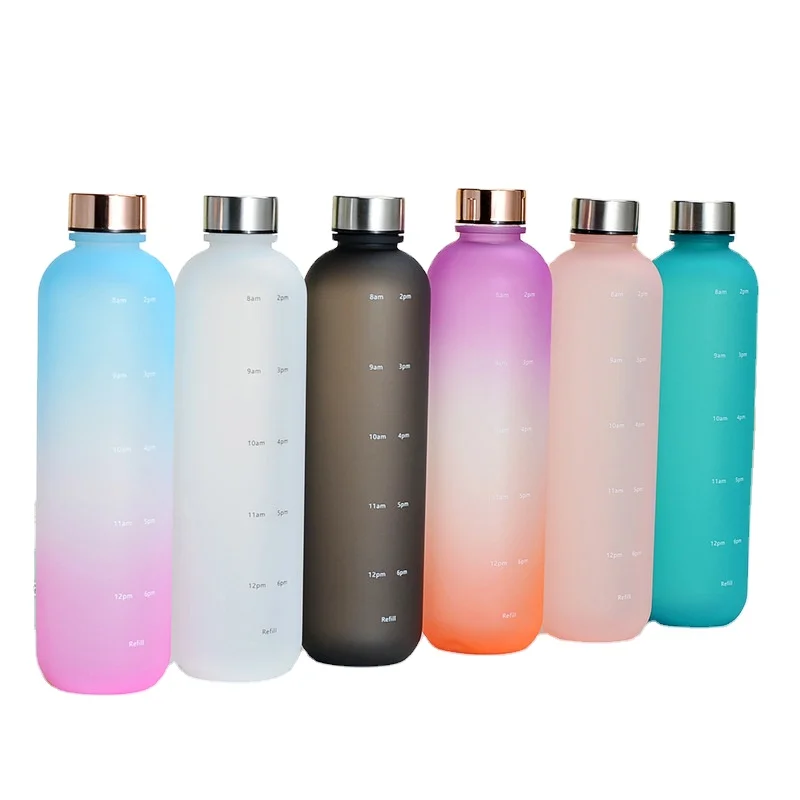 Wholesale Custom Logo 1L BPA Free Sports Motivational Drink Bottle Plastic Water Bottles with Time Marker