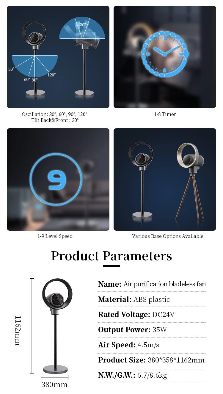 Tower Pedestal Fans, 35W, Plastic - detail 18