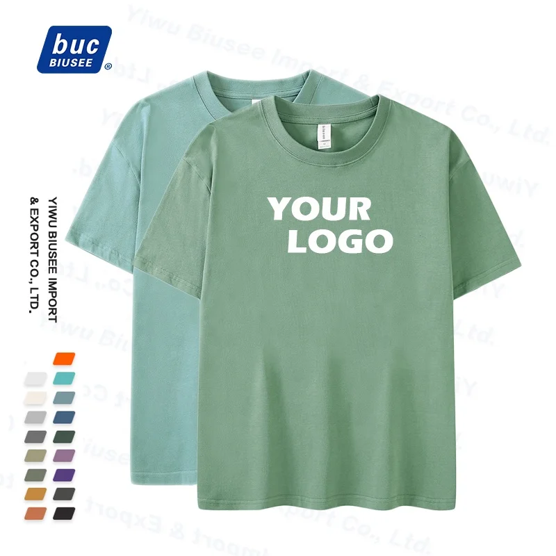 OEM Custom 250g Drop Shoulde O-Neck T-shirt Customized High Quality Thick Cotton Logo Embroidered Printed Men T Shirt