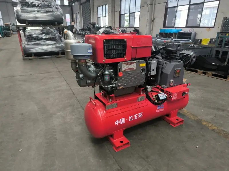 KW10016C 12HP 0.8 m3/min diesel engine driven medium pressure piston air compressor