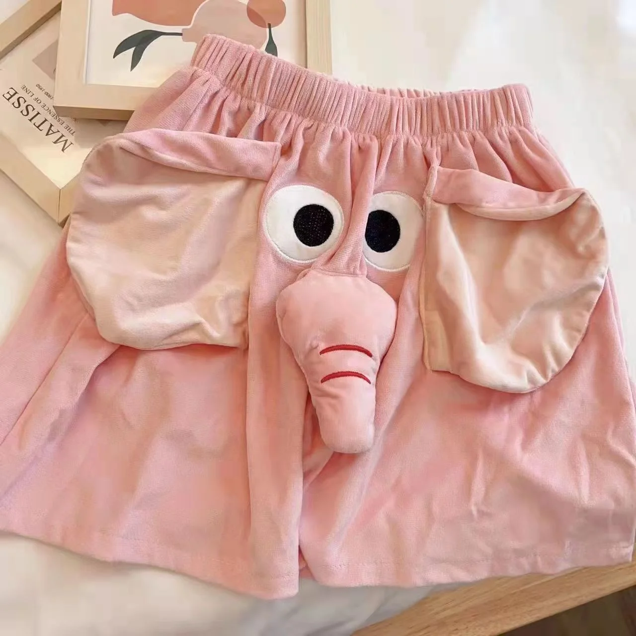 Summer cute flying elephant trunk cartoon pink pig shorts Panties creative plush home couple men's and women's pajama pants