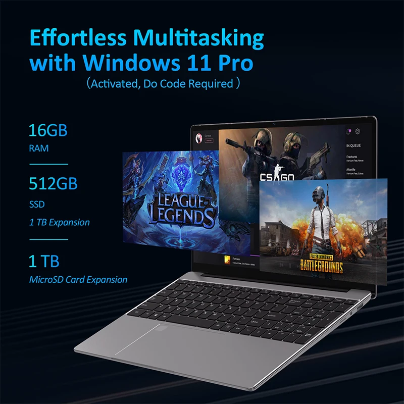 Ficep AMD R7 5700U Gaming Laptops 15.6 Inch Notebook Win 11 16G+512G business Laptops Computer