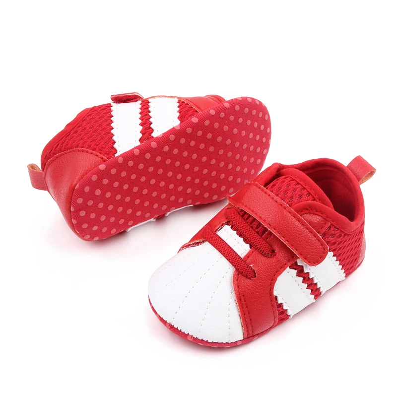 Shell Head Color Mesh Breathable Slashes Baby Soft Soled Toddler Shoes for Girls and Boys factory