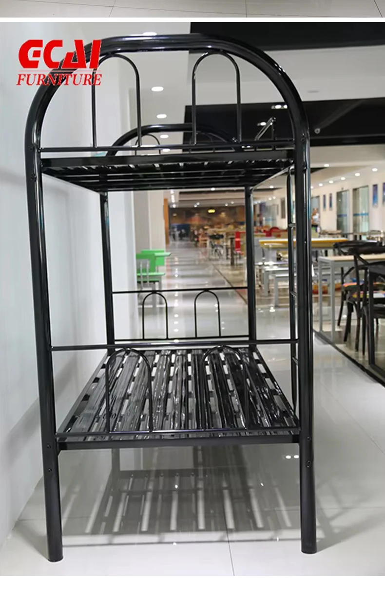 product high quality traditional style black metal frame double steel bed durable knock eco friendly bunk bed for adult students school-9