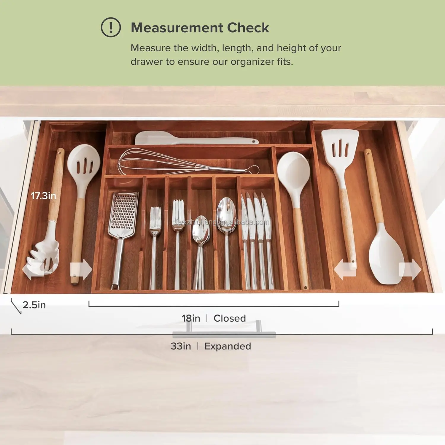 product premium silverware flatware utensil organizer rectangular kitchen drawers food safe contract grade expandable-1